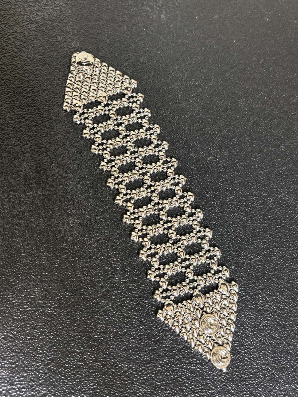 Sergio Gutierrez Liquid Mesh Diamond Shape Silver Statement Wrap Bracelet